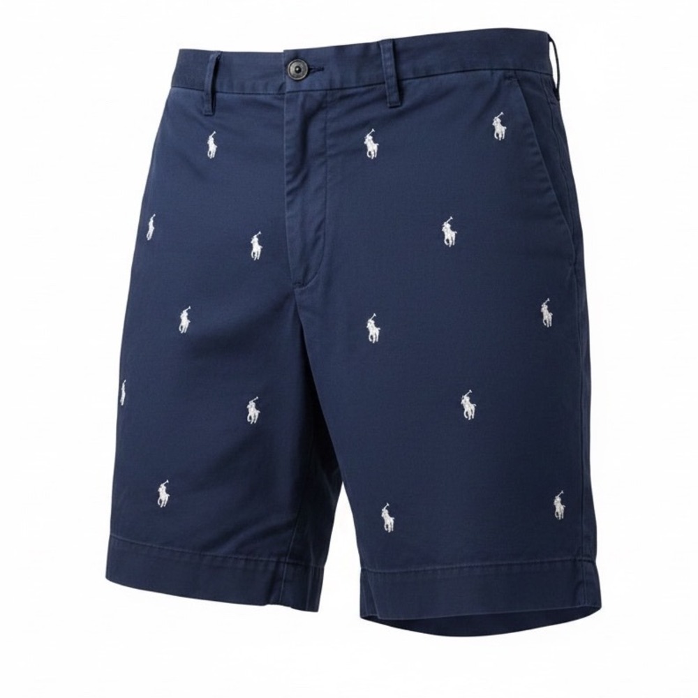 Polo Ralph Lauren Mens Navy Blue Embroidered Pony Stretch Classic Fit Shorts 30